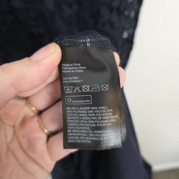 H&M Navy Blue Girly Feminine Lace Fit & Flare Mini Dress Size Medium - Picture 4 of 5